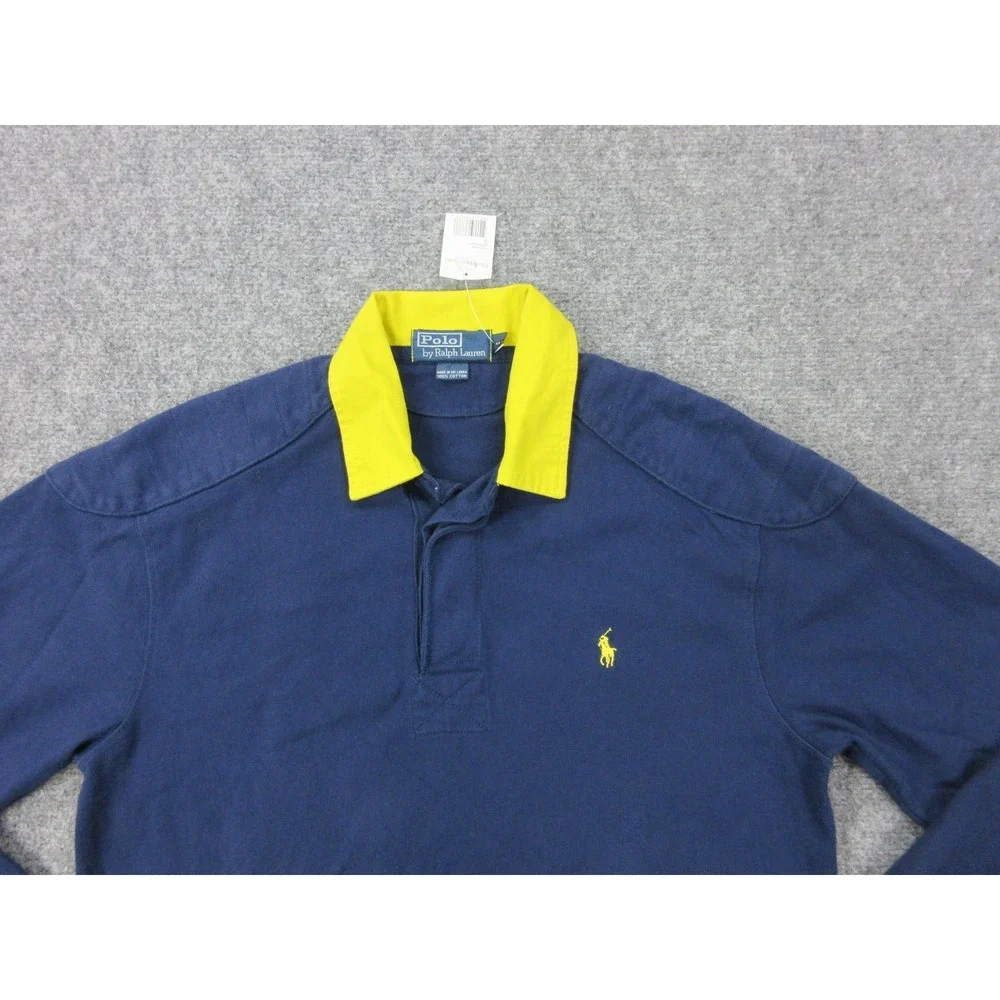 Vintage Polo Ralph Lauren Polo Shirt Mens Small Blue Rugby Cotton Newport‎ Logo